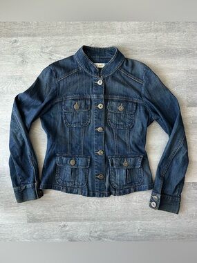 Vintage Smart Set Denim Button-Front Jacket - Dark Blue